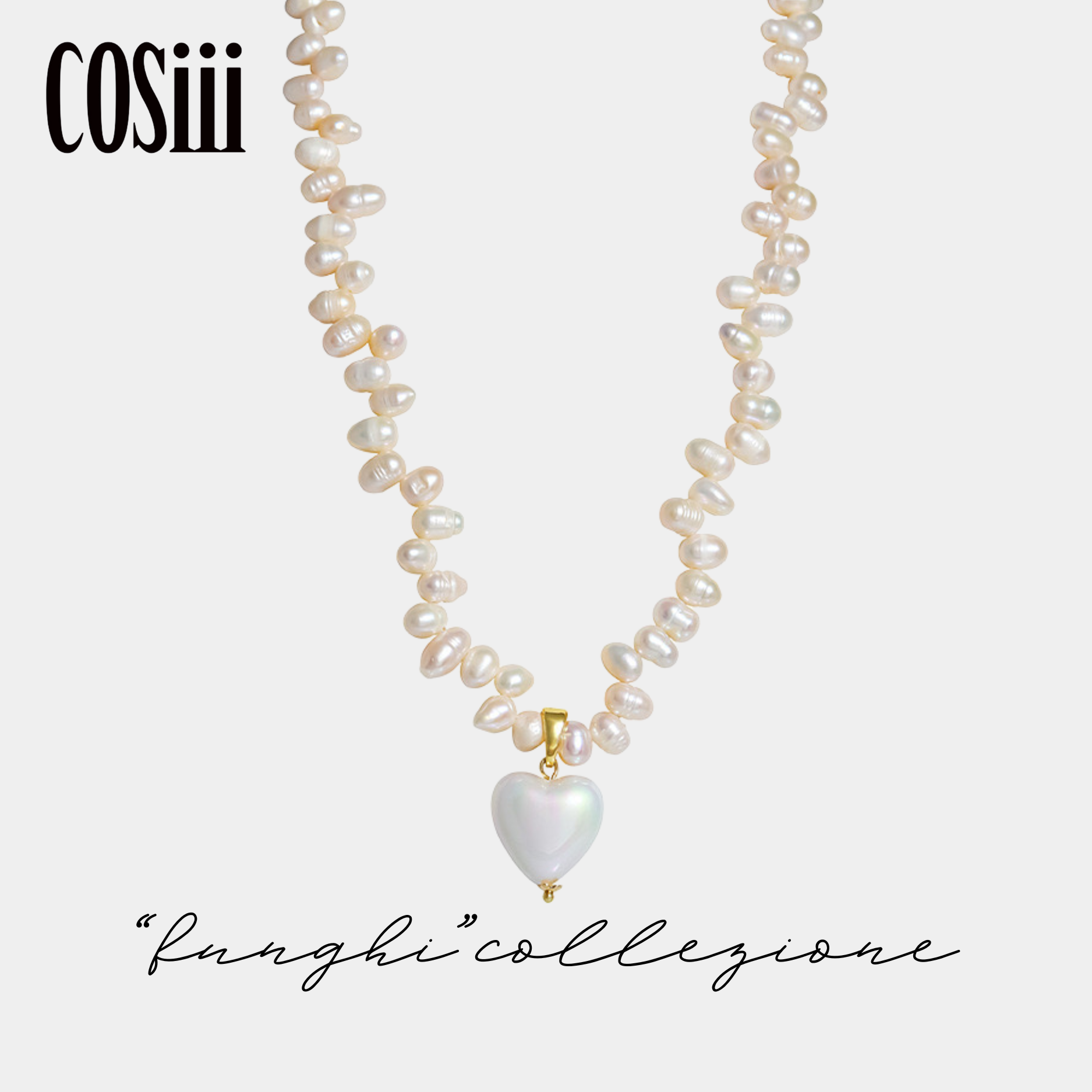 COSiii Irregular pearl necklace heart shape