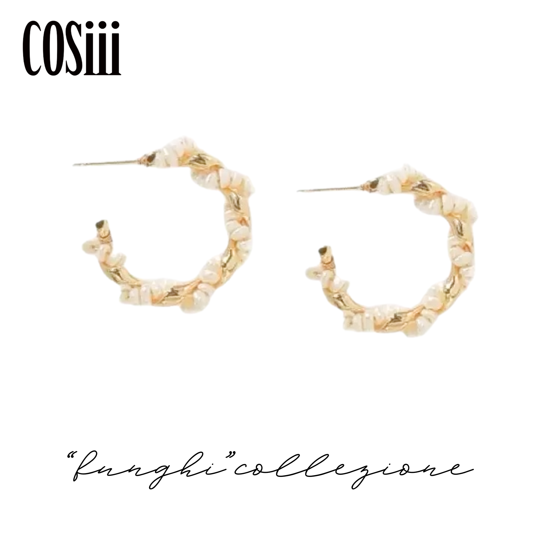COSiii Orecchini a Cerchio con Piccole Perle – Placcati Oro 14K