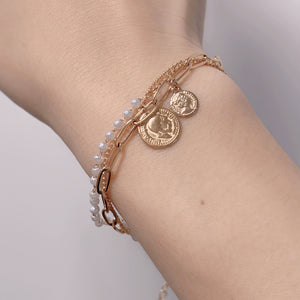 COSiii 18k gold plated coin pendant multi-layer bracelet