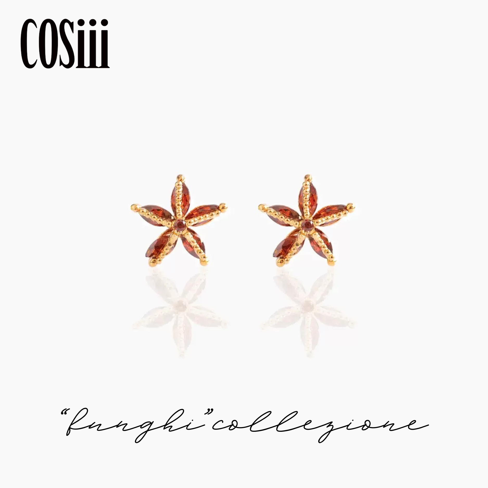 COSiii Orecchini a Forma di Stella Marina – Argento 925 Placcato Oro con Cristalli