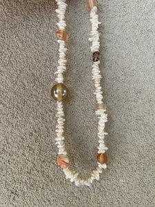 Vintage glass beads natural pearl necklace