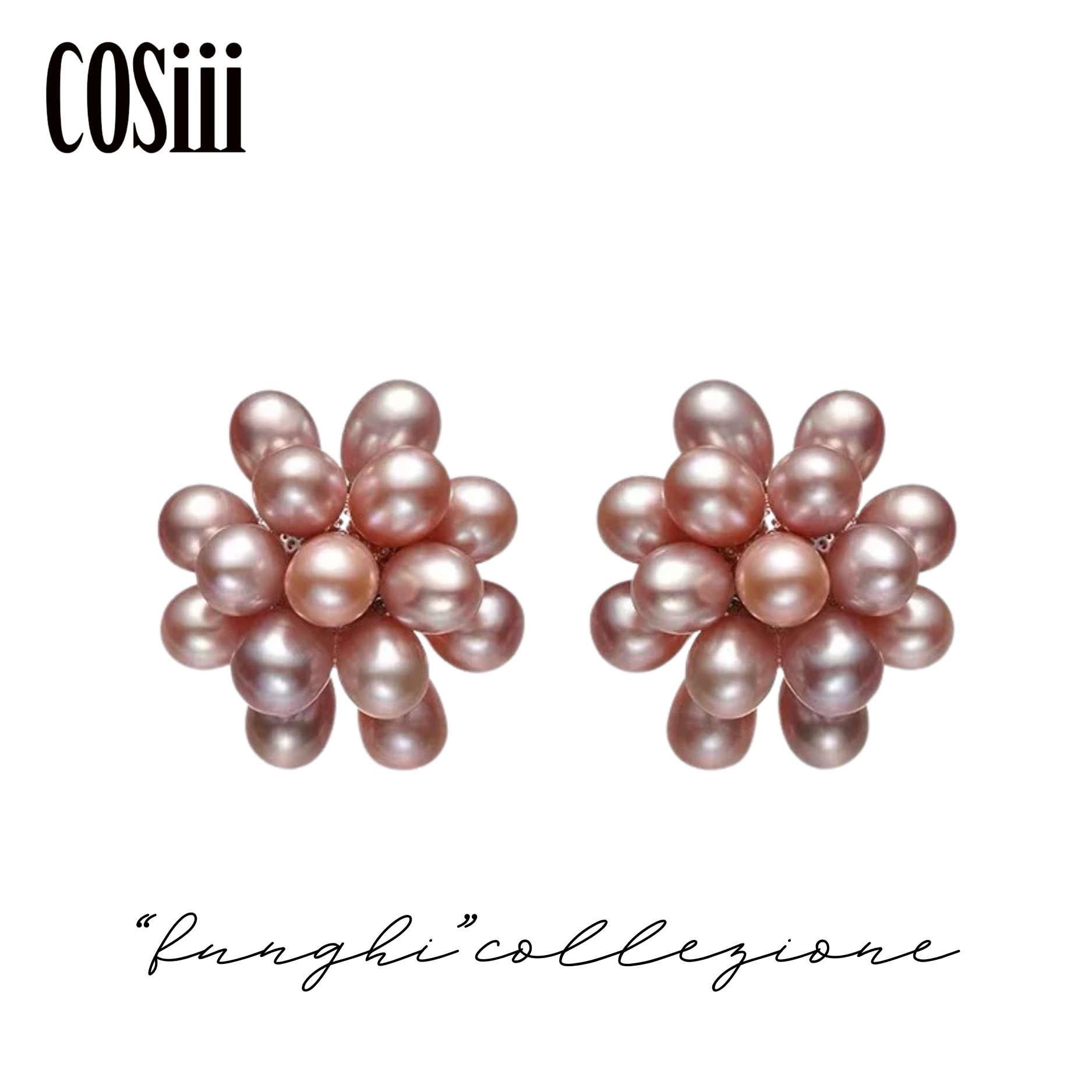 COSiii Orecchini a Fiore con Perle Naturali e Perno in Argento 925