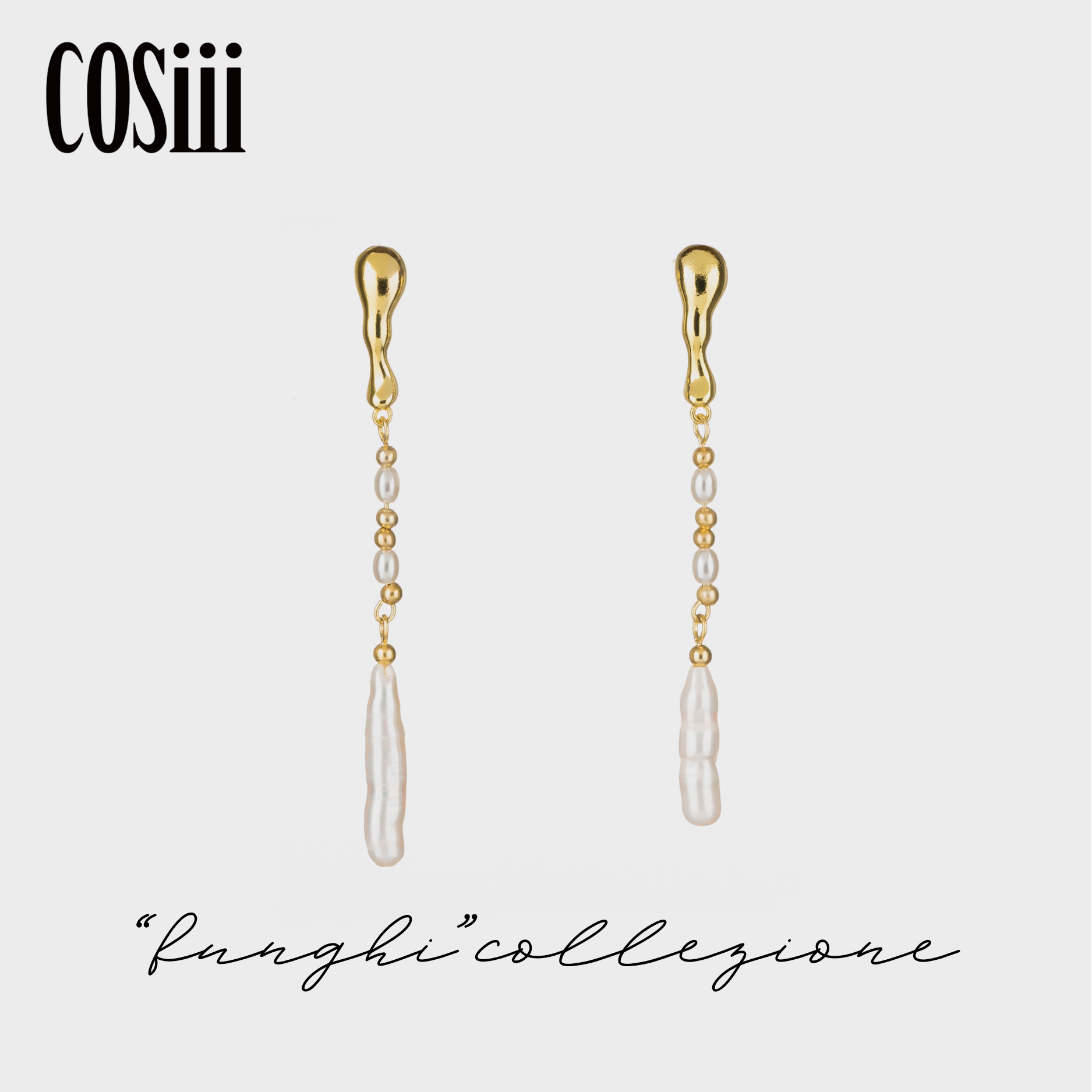 COSiii Long Spike Pearl Earrings