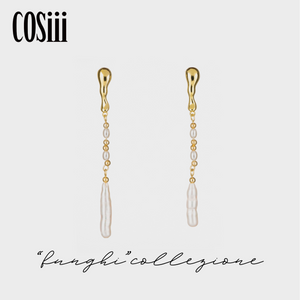 COSiii Long Spike Pearl Earrings