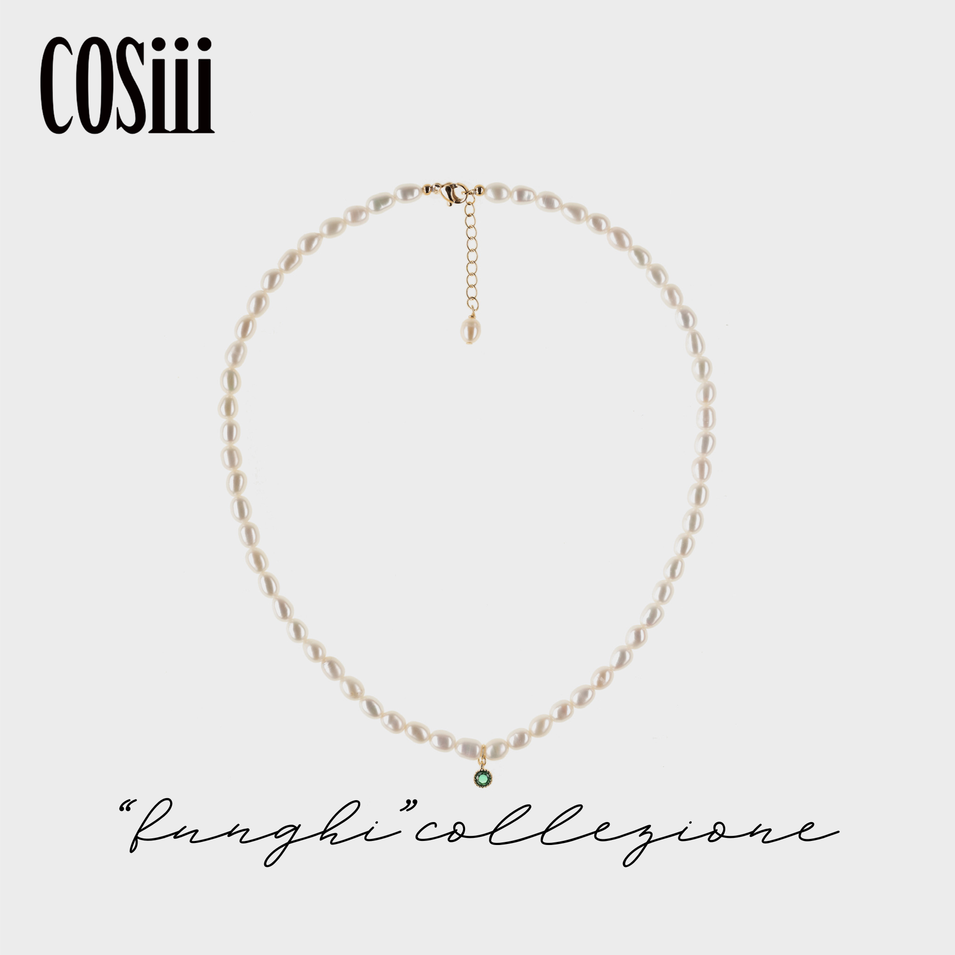 COSiii Green Gemstone Pearl Necklace