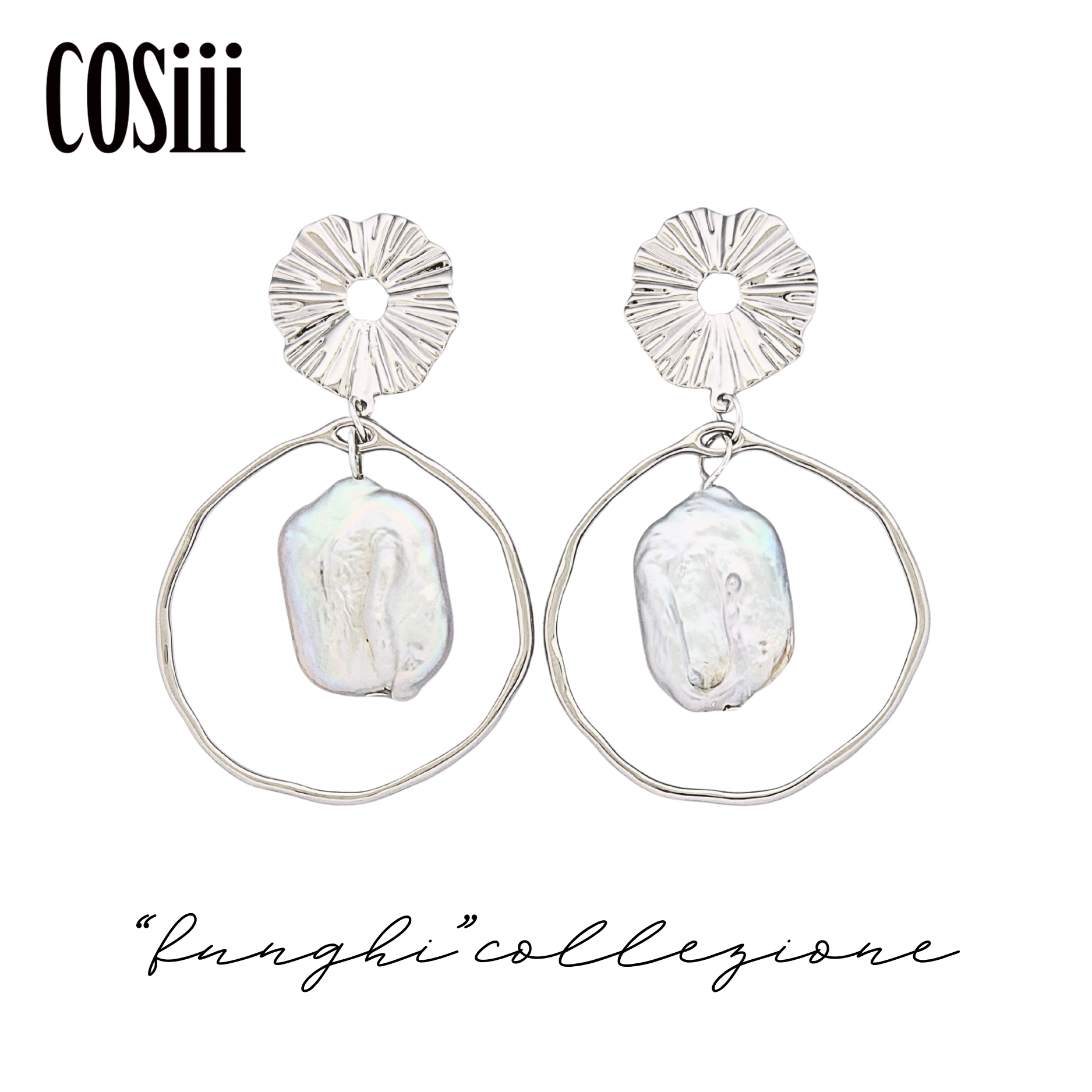 COSiii Orecchini in Argento 925 con Perla Barocca Naturale – Design Elegante Argento