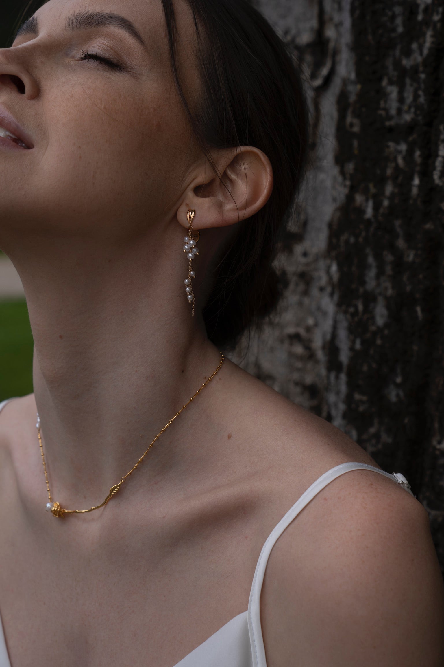 COSiii 18k Golden Pearl Tassel Earrings