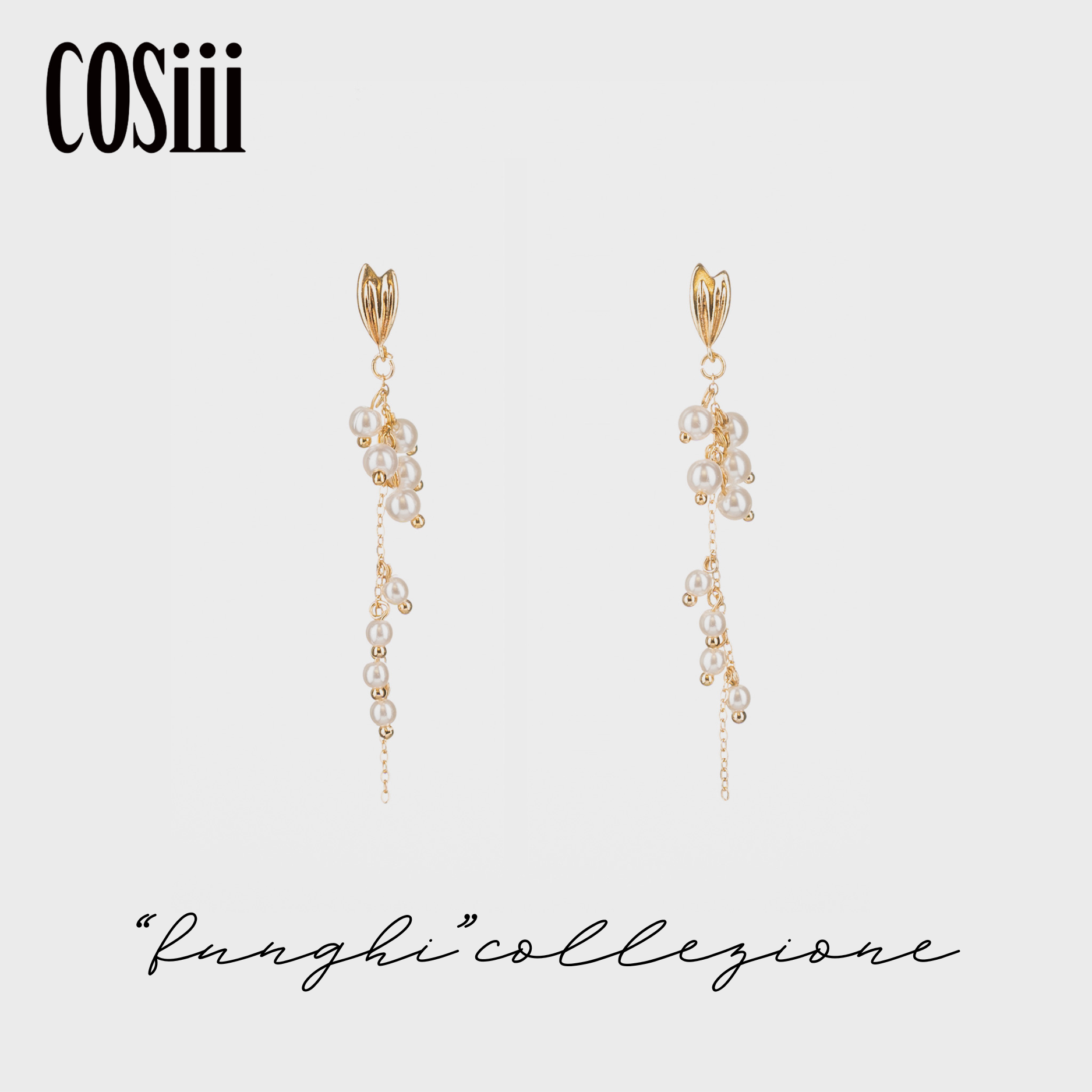 COSiii 18k Golden Pearl Tassel Earrings