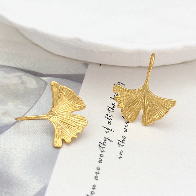 COSiii 18k gold-plated ginkgo leaf earrings