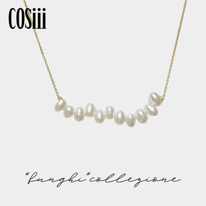 COSiii 14k gold plated natural pearl necklace