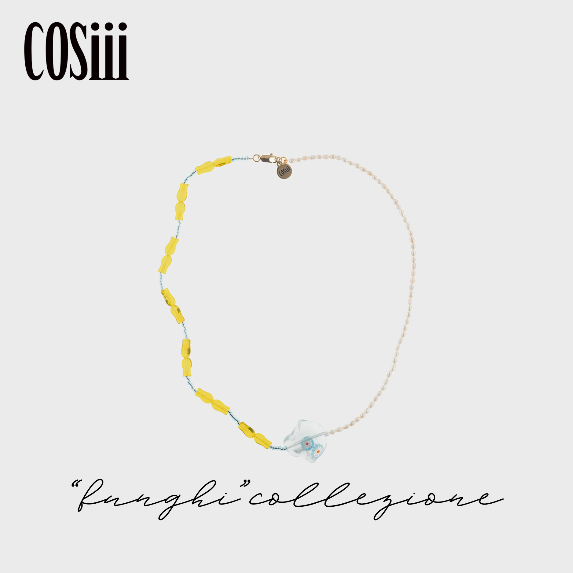 COSiii Pearl necklace with handmade glass