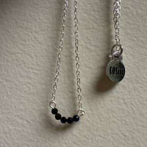 Black Spinel Beads S925 Sterling Silver Necklace