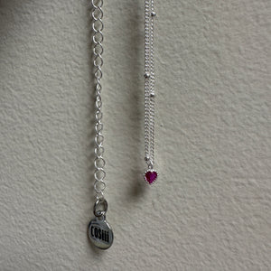 Pink heart shaped zirconia s925 sterling silver necklace