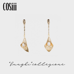 COSiii 18k gold plated Golden Calla Lily Pearl Earrings