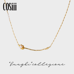 COSiii 18k Golden Single Rose Pearl Necklace