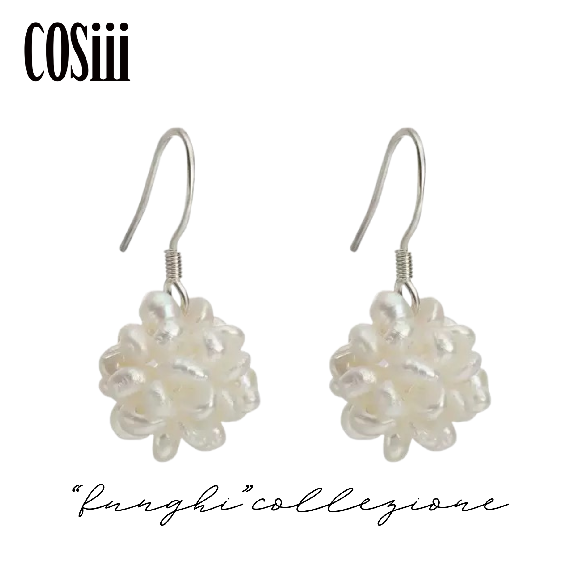 COSiii Orecchini Pendenti con Perle Naturali a Fiore – Gancio in Argento 925