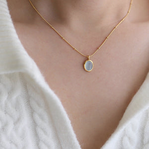 COSiii 18k gold plated natural aquamarine necklace