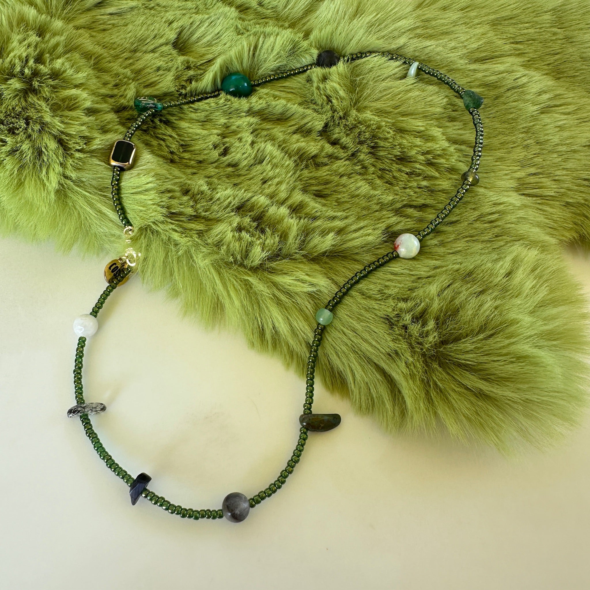 Green Mixed Beaded Necklace