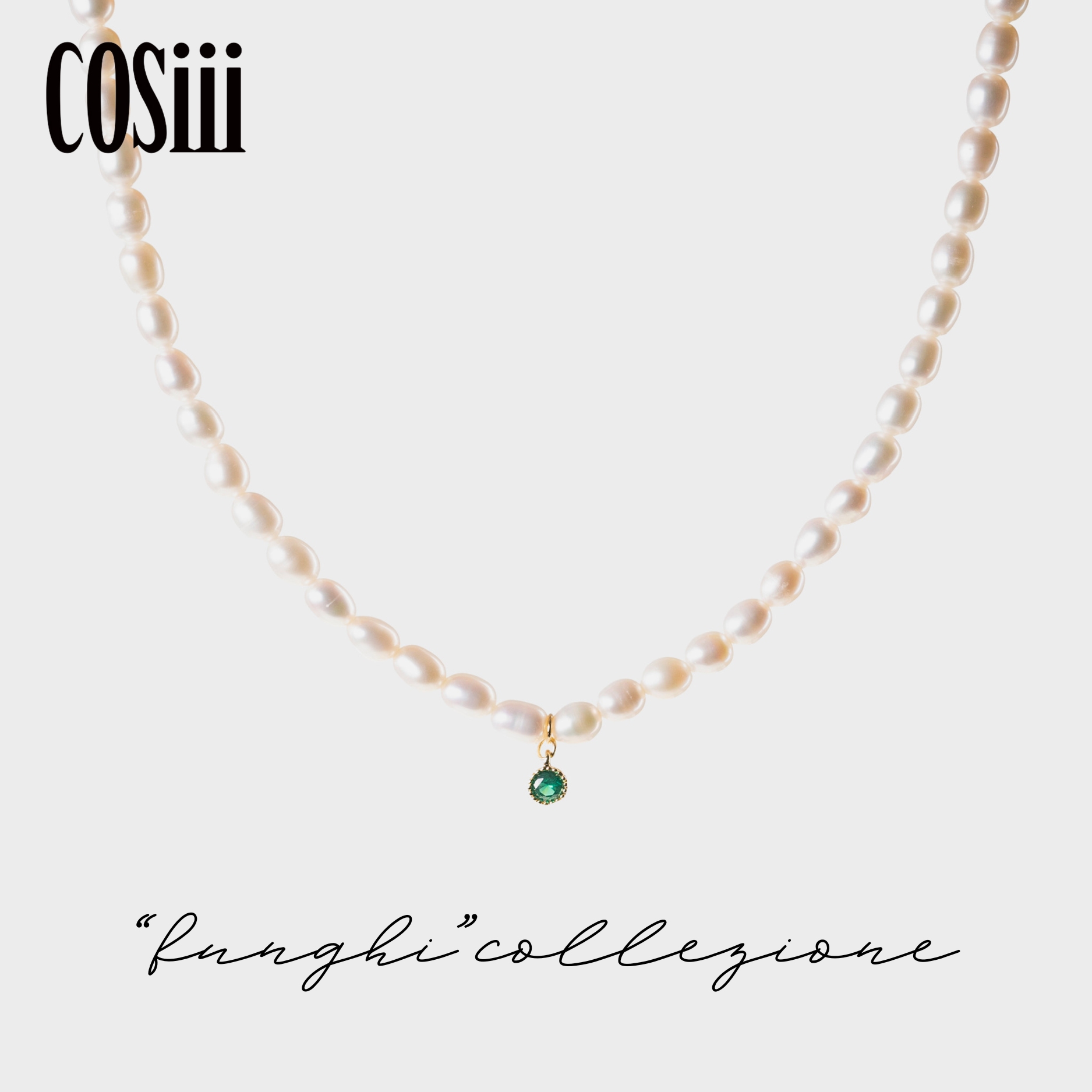 COSiii Green Gemstone Pearl Necklace