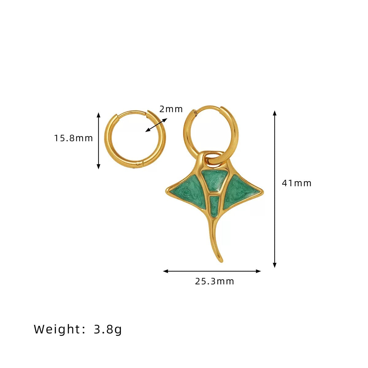 COSiii Orecchini Asimmetrici a Manta in Acciaio Titanio – Smalto Colorato