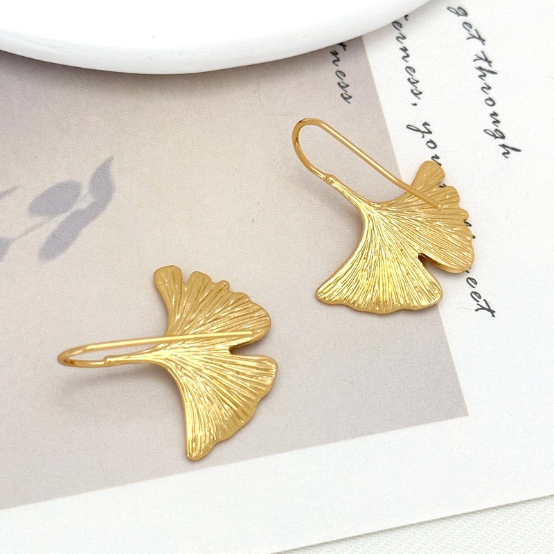 COSiii 18k gold-plated ginkgo leaf earrings