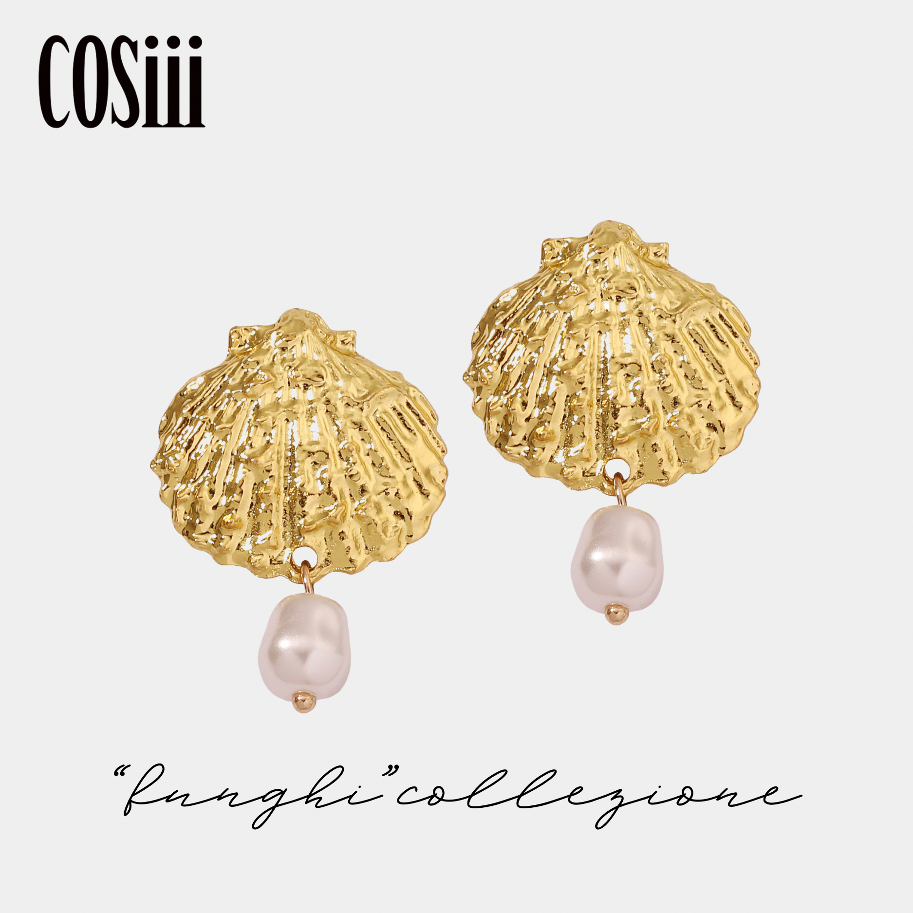 COSiii 14k gold-plated shell-shaped pearl earrings