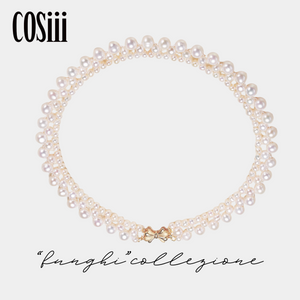 COSiii Freshwater Pearl Lace Braided Necklace