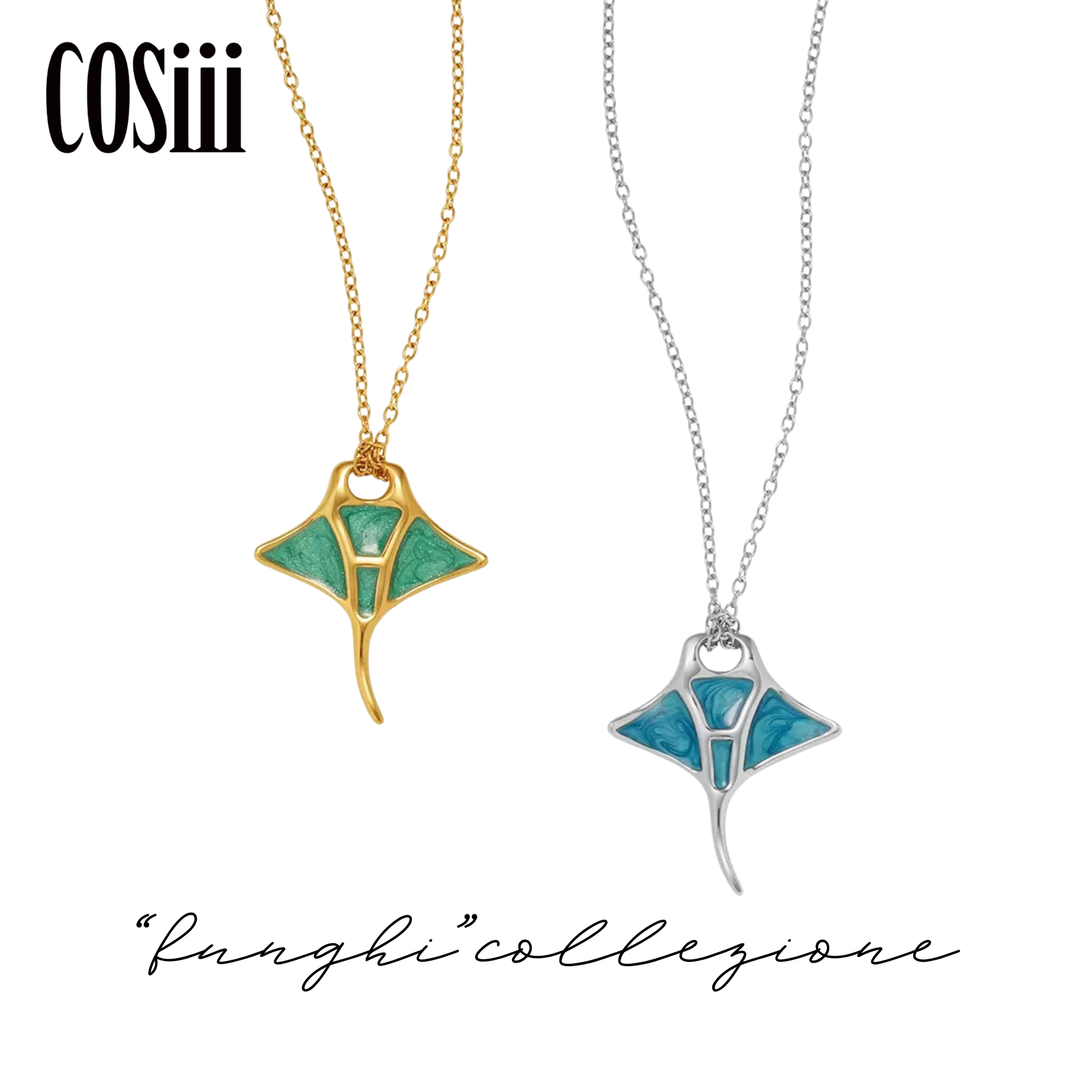 Collana in Acciaio Titanio con Ciondolo a Manta – Smalto Colorato