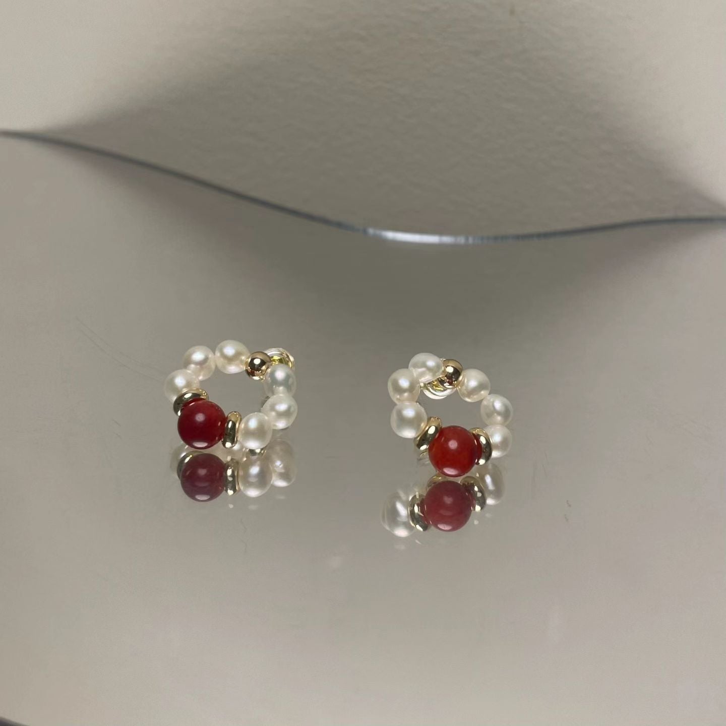 COSiii Orecchini con Perle Naturali e Agata Rossa | Eleganza Artigianale