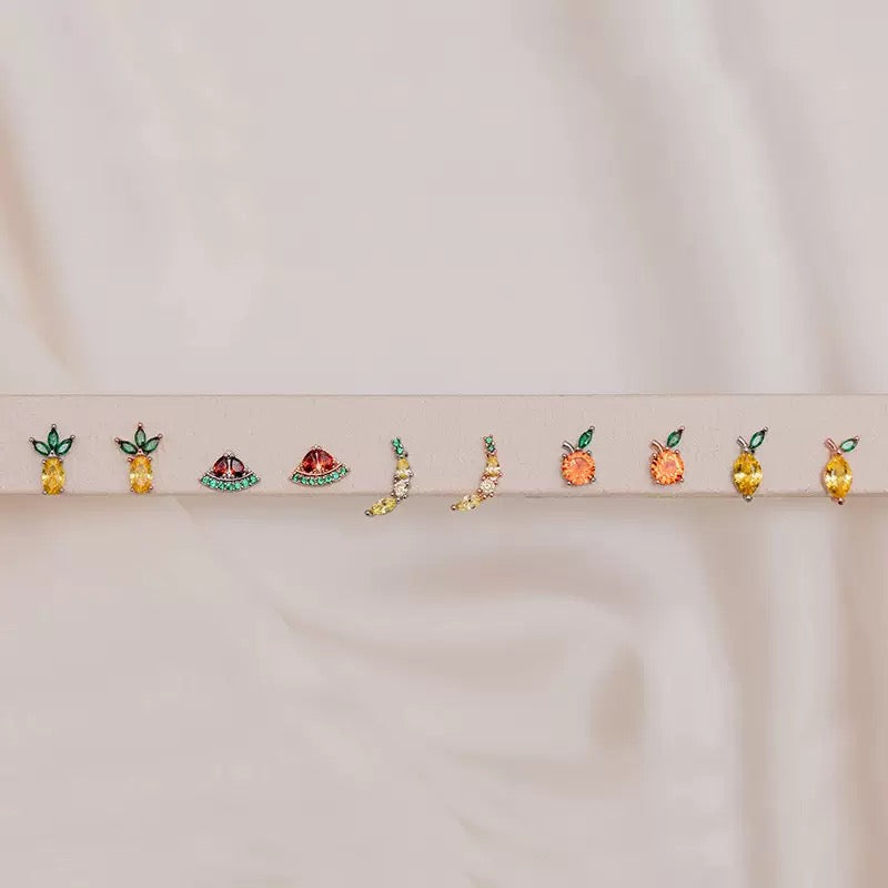 COSiii Orecchini Arancia in Argento 925 – Zirconi Colorati, Design Fruttato