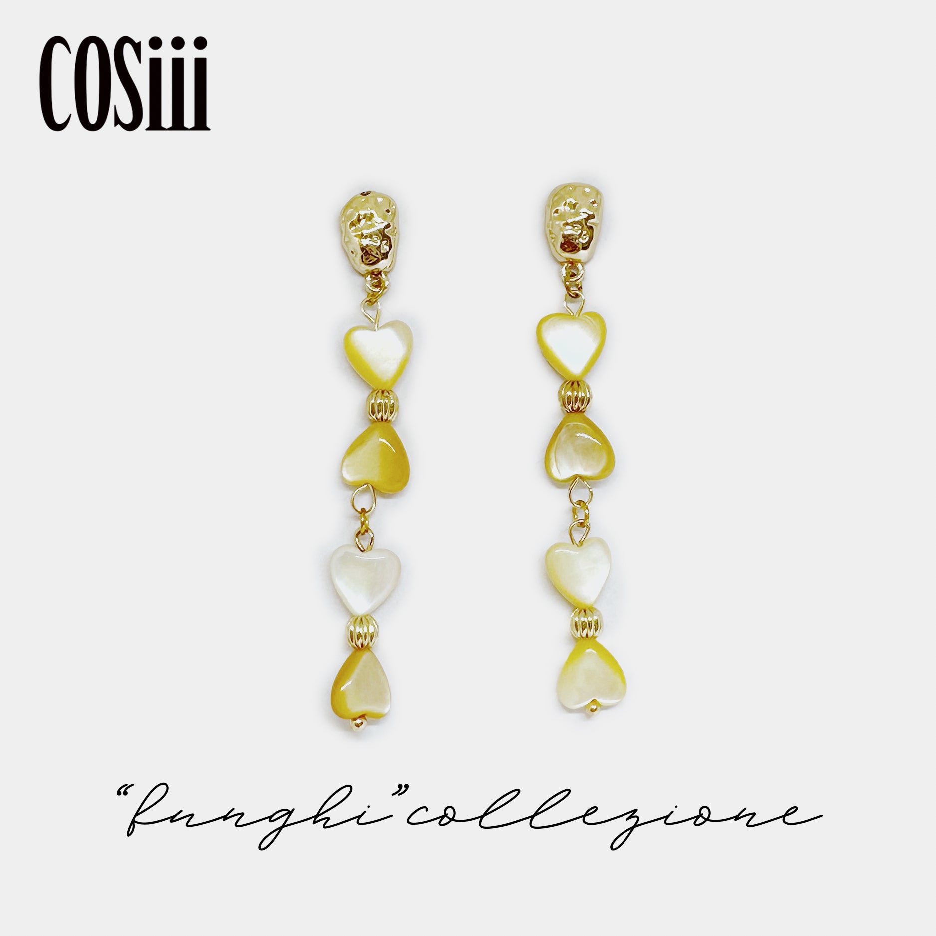 COSiii Natural Fritillaria Earrings Yellow Fritillaria heart shape