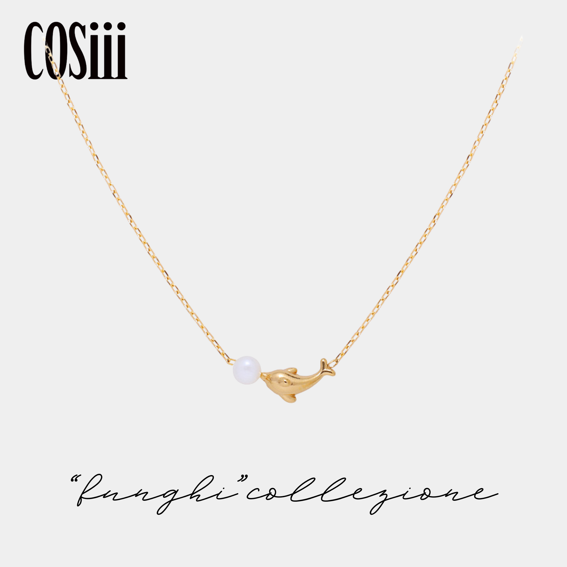 COSiii 18k gold plated necklace natural pearl mini dolphinni