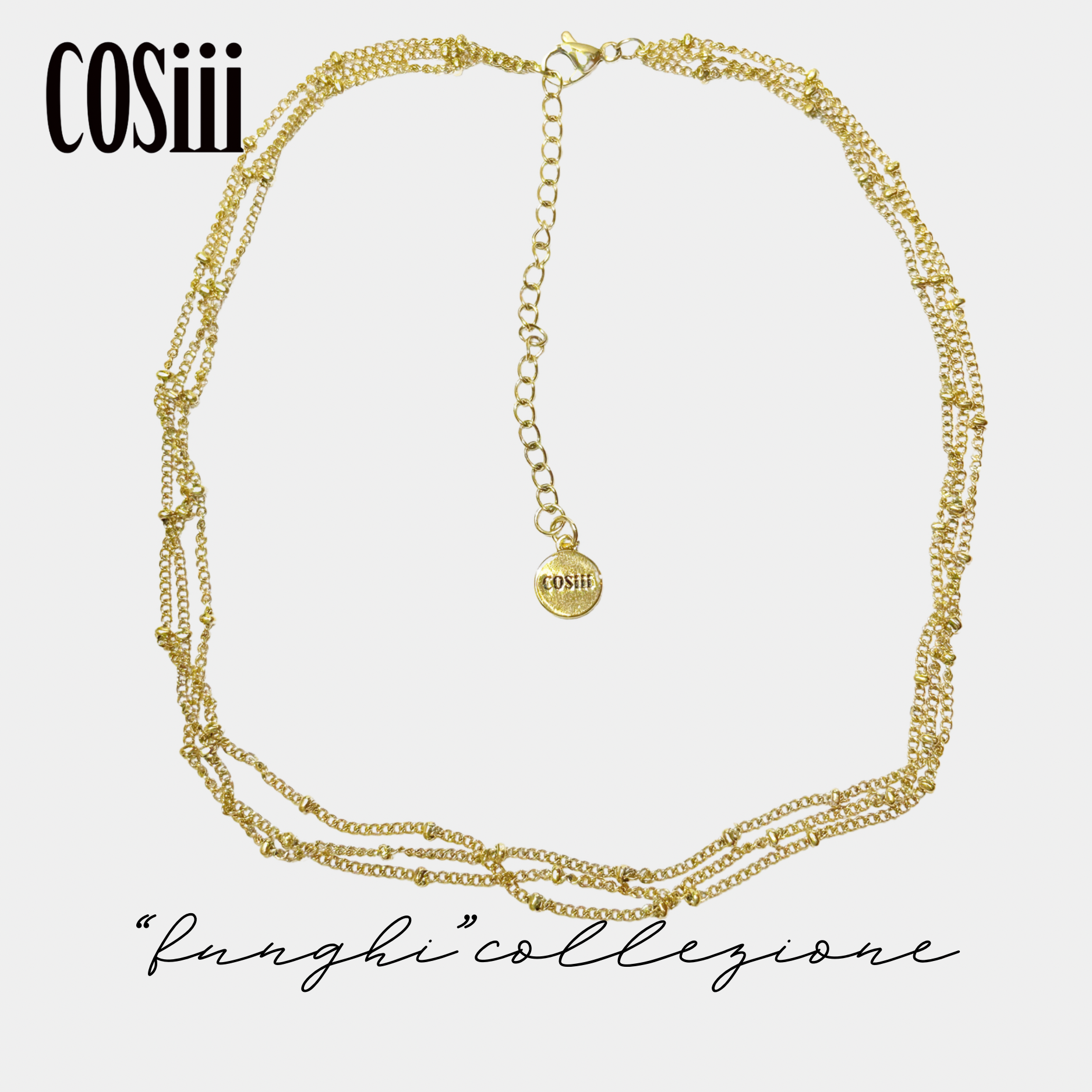 COSiii 18k gold plated triple layer necklace