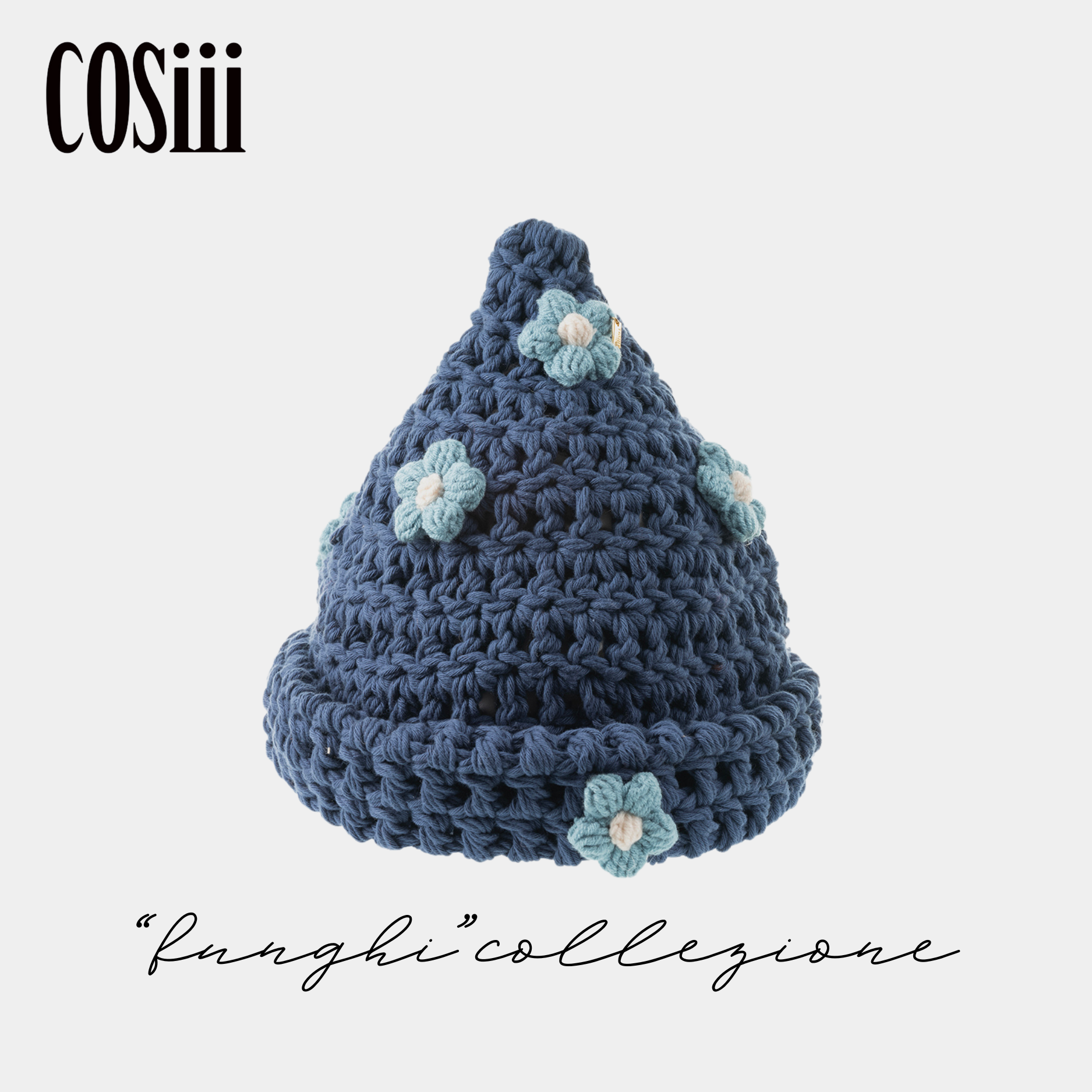 COSiii TAGINE 076 blue mushroom handmade woolen hat