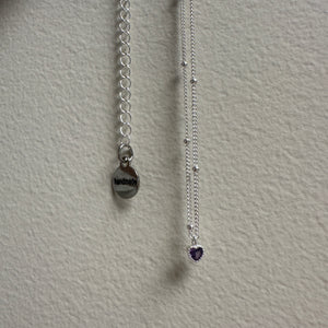 Purple heart shape zirconia s925 sterling silver necklace