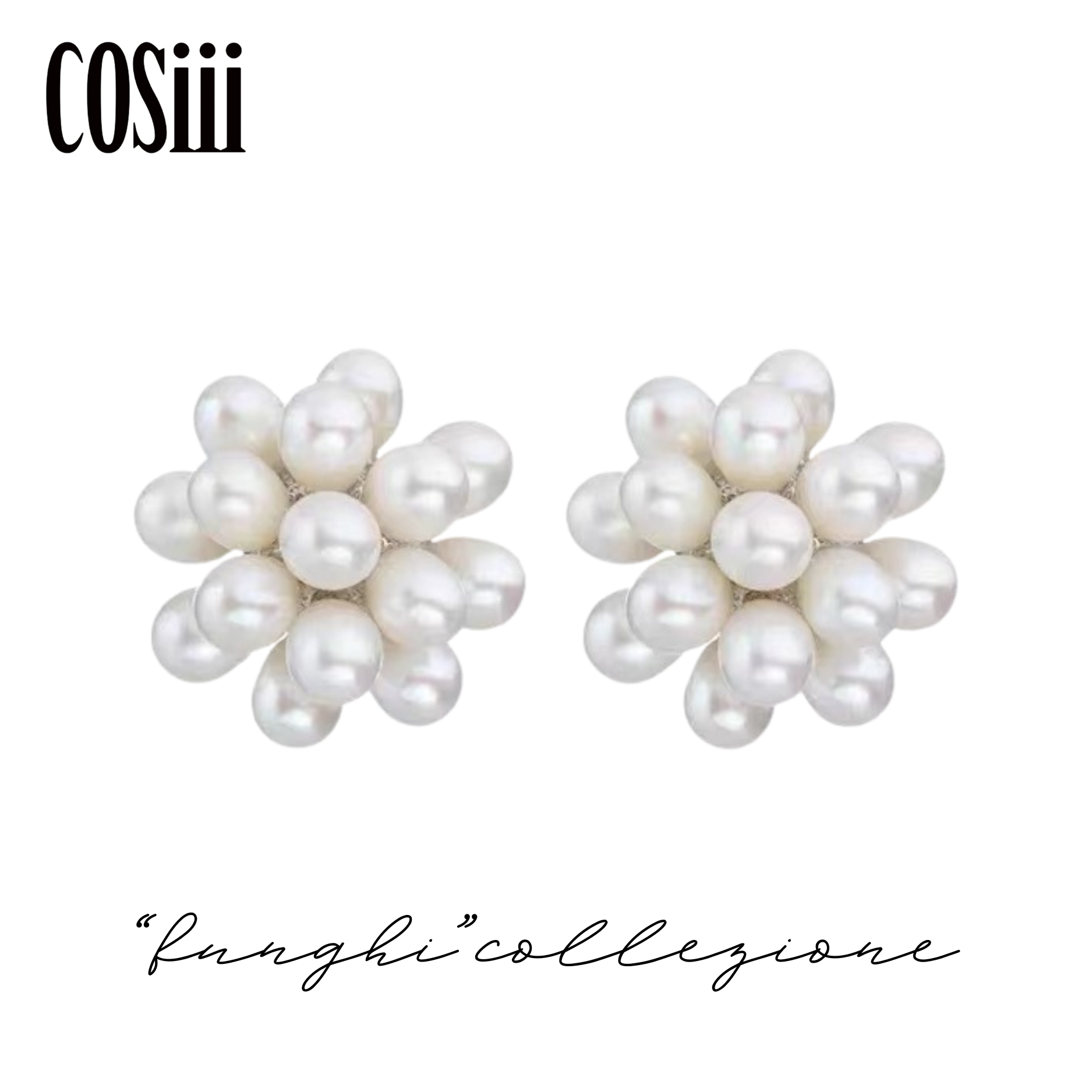 COSiii Orecchini a Fiore con Perle Bianche Naturali e Perno in Argento 925