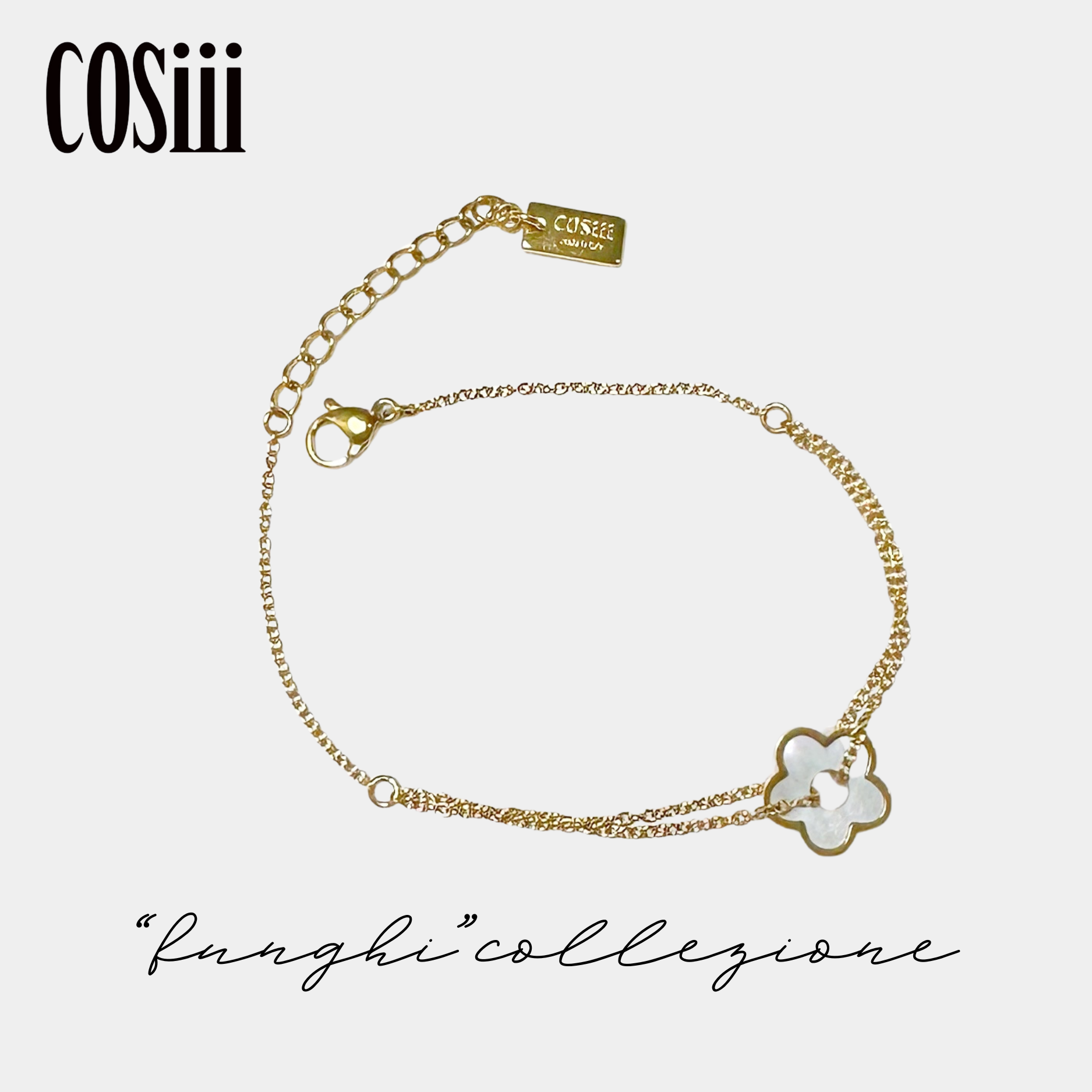 COSiii 18k gold-plated bracelet with natural white flower shaped mother-of-pearl