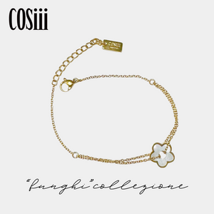 COSiii 18k gold-plated bracelet with natural white flower shaped mother-of-pearl