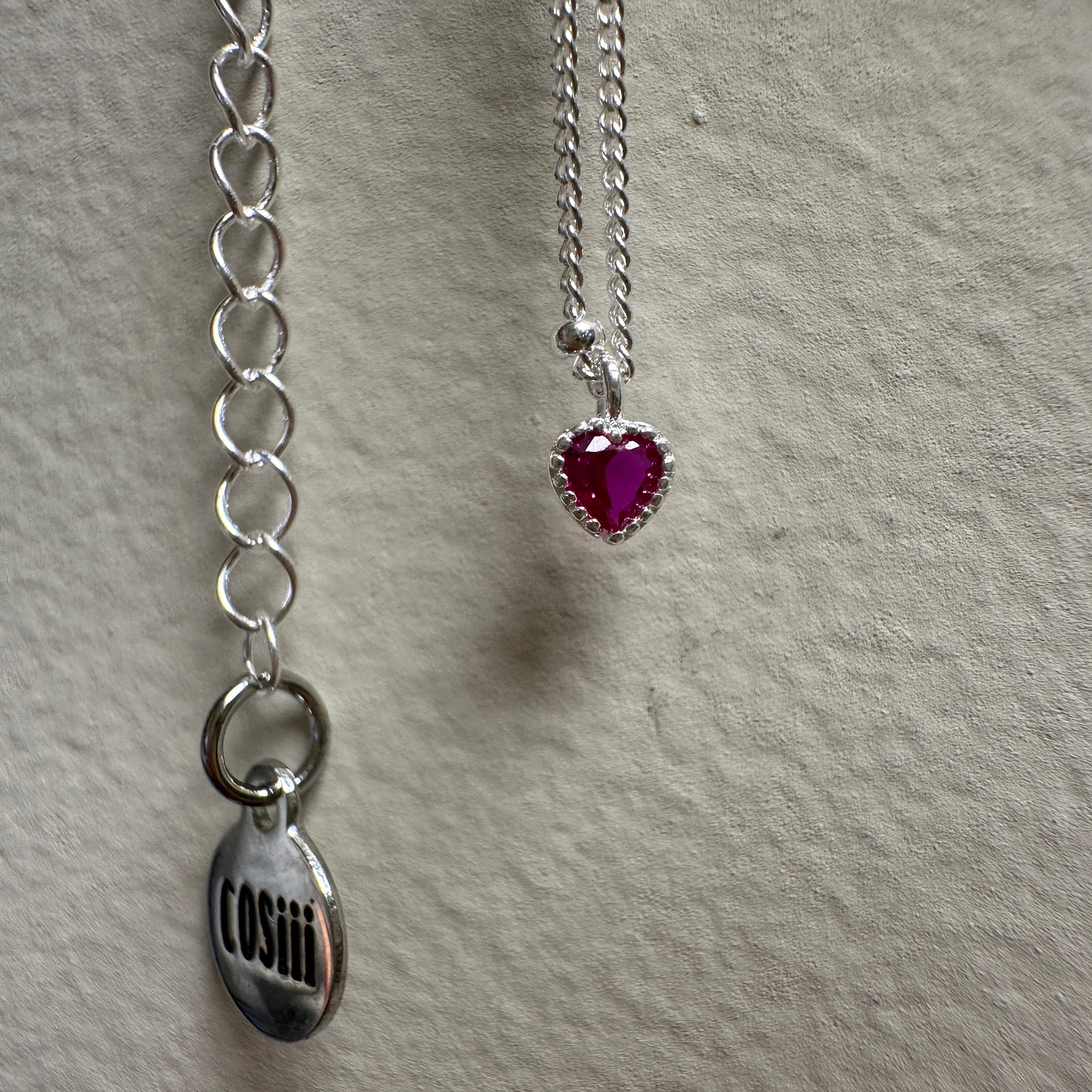 Pink heart shaped zirconia s925 sterling silver necklace