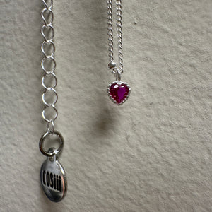 Pink heart shaped zirconia s925 sterling silver necklace