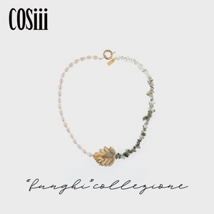 COSiii Glass leaf shape pearl necklace