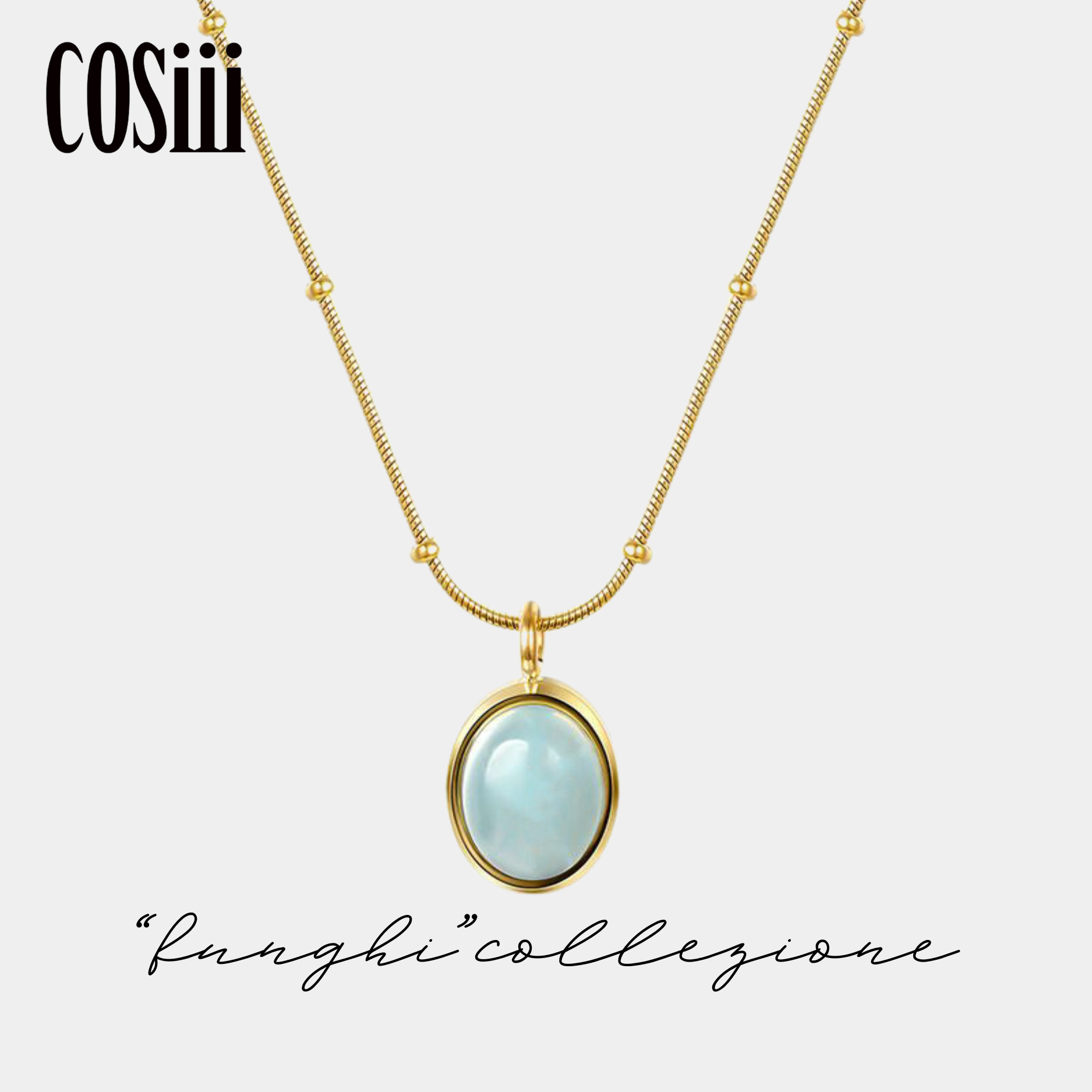 COSiii 18k gold plated natural aquamarine necklace