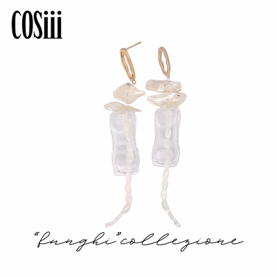 COSiii Orecchini Artigianali in Perla Naturale, Madreperla e Vetro Soffiato – Argento 925 & Placcatura Oro 14k