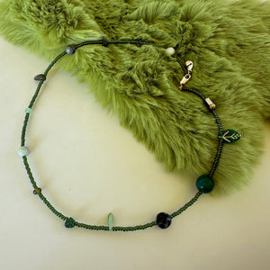 Green Mixed Beaded Necklace