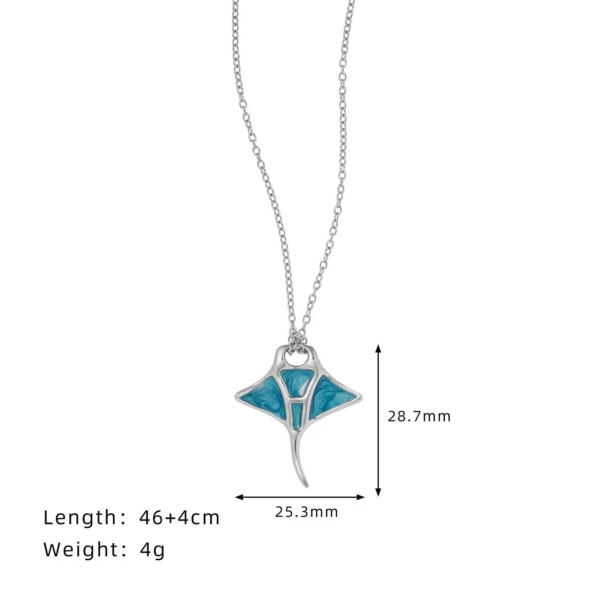 Collana in Acciaio Titanio con Ciondolo a Manta – Smalto Colorato