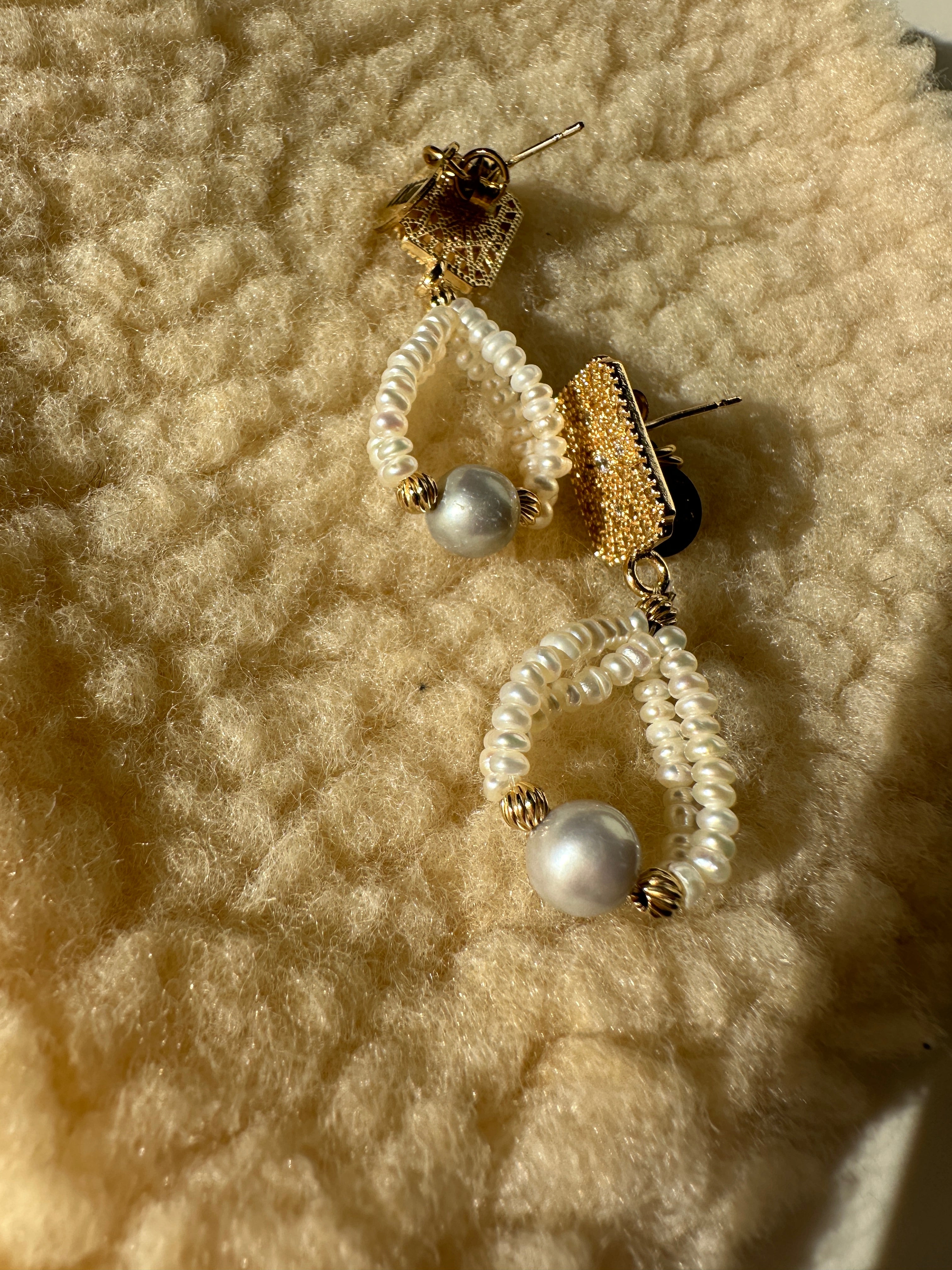 COSiii 14K Gold-Plated Golden Pearl Drop Earrings