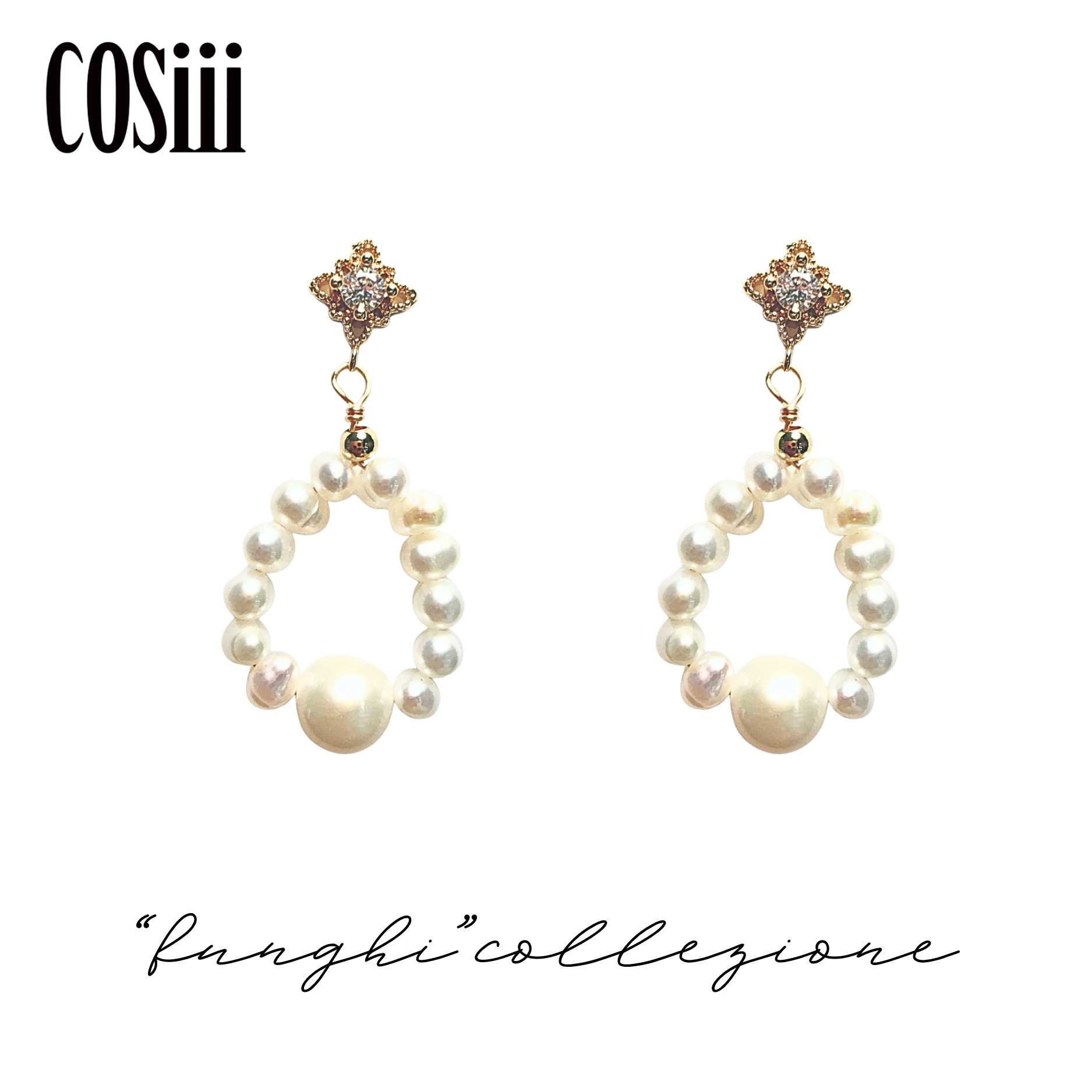 COSiii Orecchini Eleganti e Retrò con Perle Naturali e Zirconi