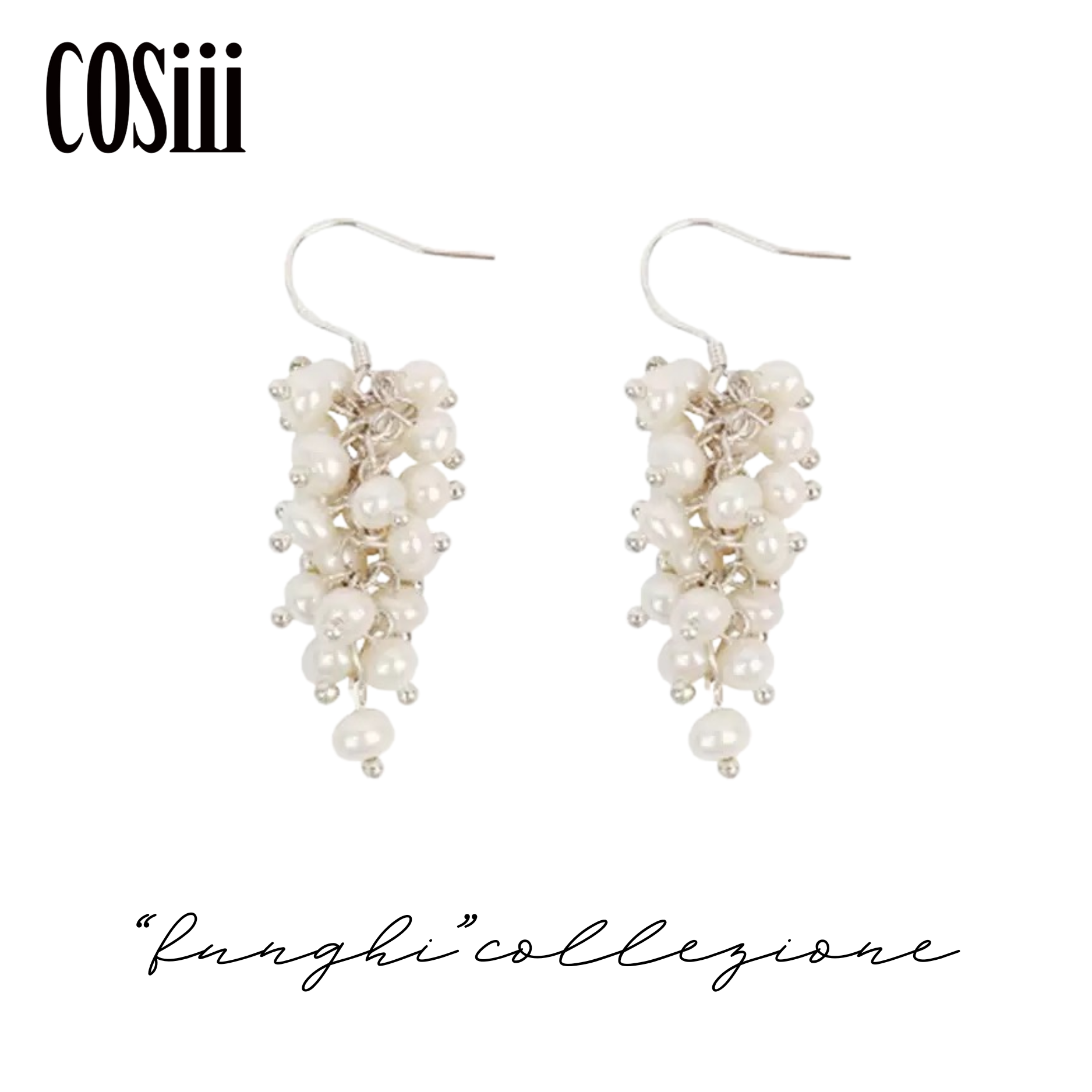 COSiii Orecchini Pendenti con Perle Naturali – Design Cascata, Gancio in Argento