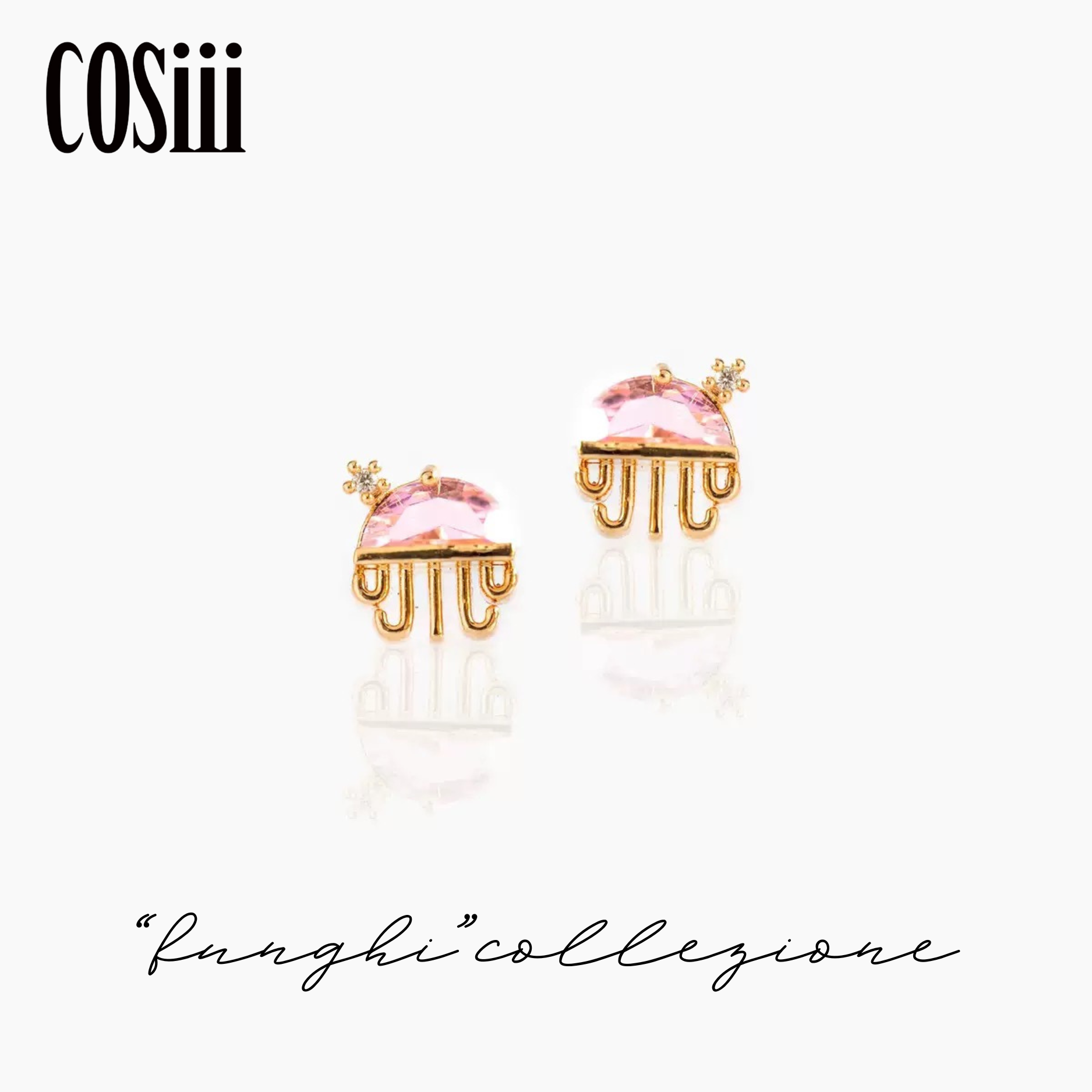 COSiii Orecchini Medusa – Argento 925 Placcato Oro, Zirconi Rosa