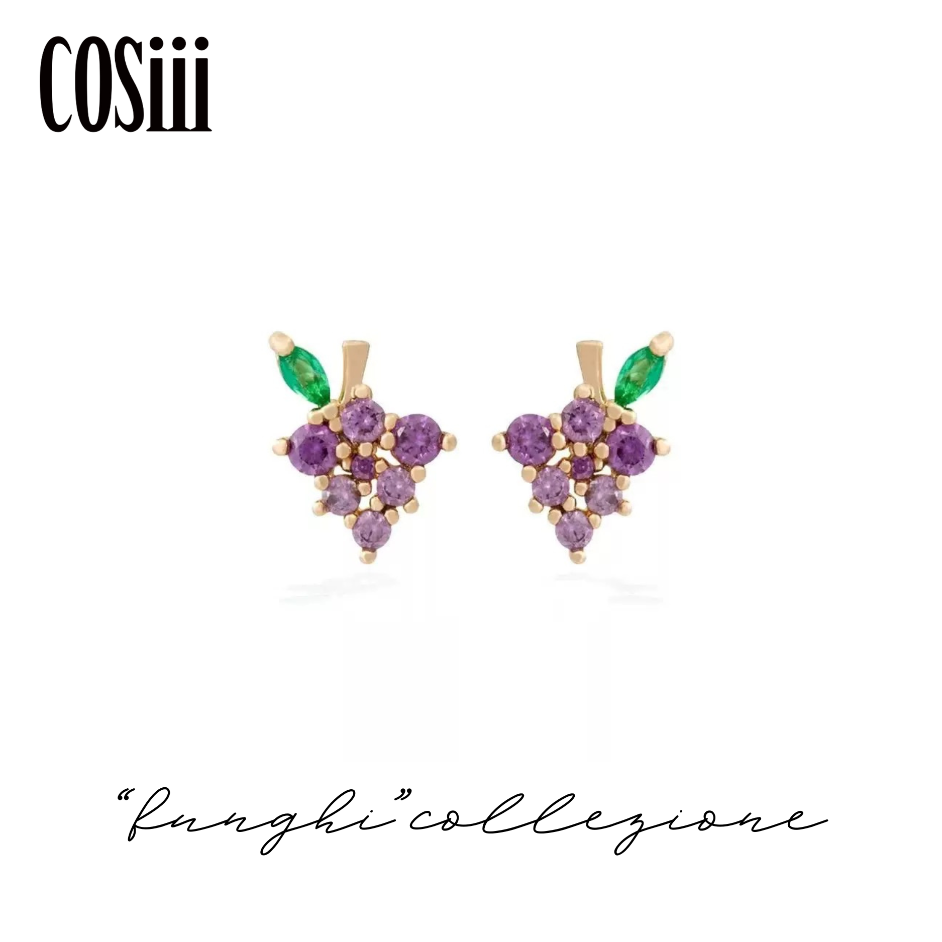 COSiii Orecchini Uva in Argento 925 – Zirconi Colorati, Design Fruttato